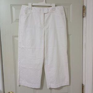 East 5th Capri Pants Womens Size 4 White Cotton Blend Straight Leg